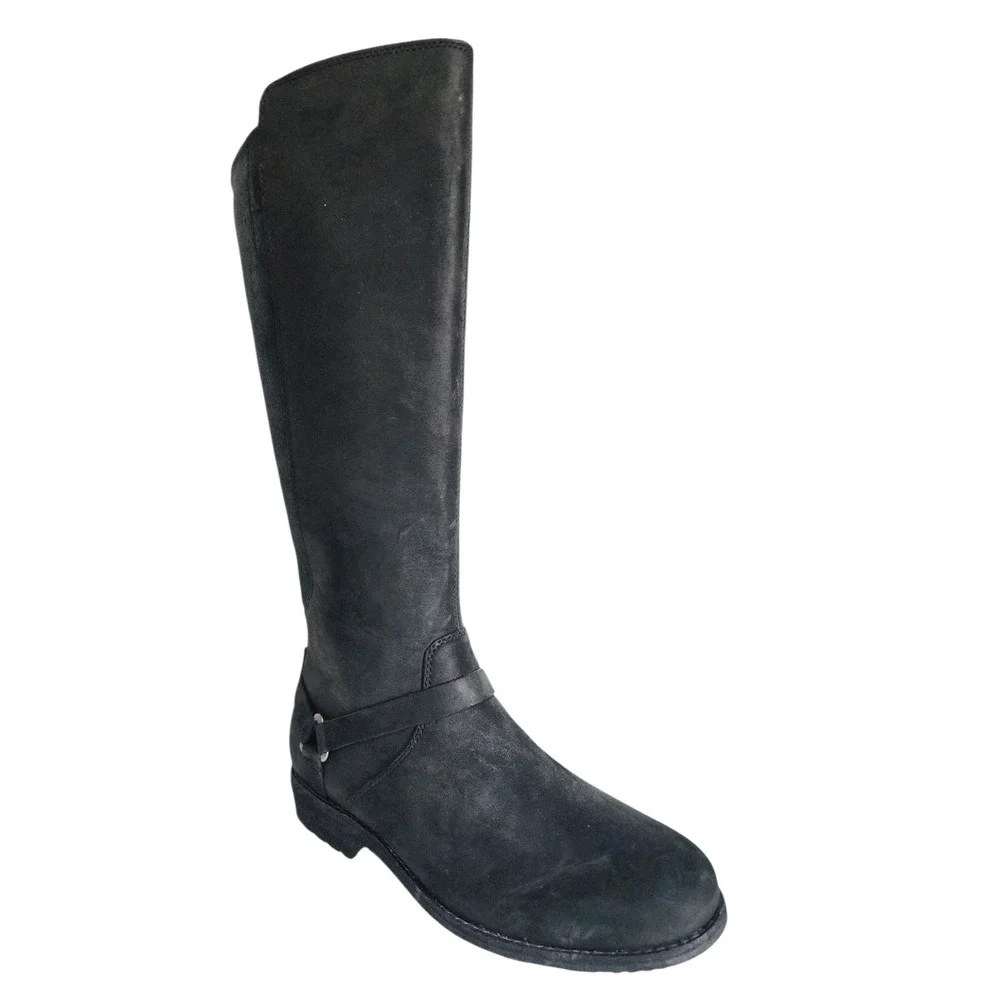 Teva De La Vina Dos Tall Black Waterproof Leather Boots 1017143 Knee-High NEW 10